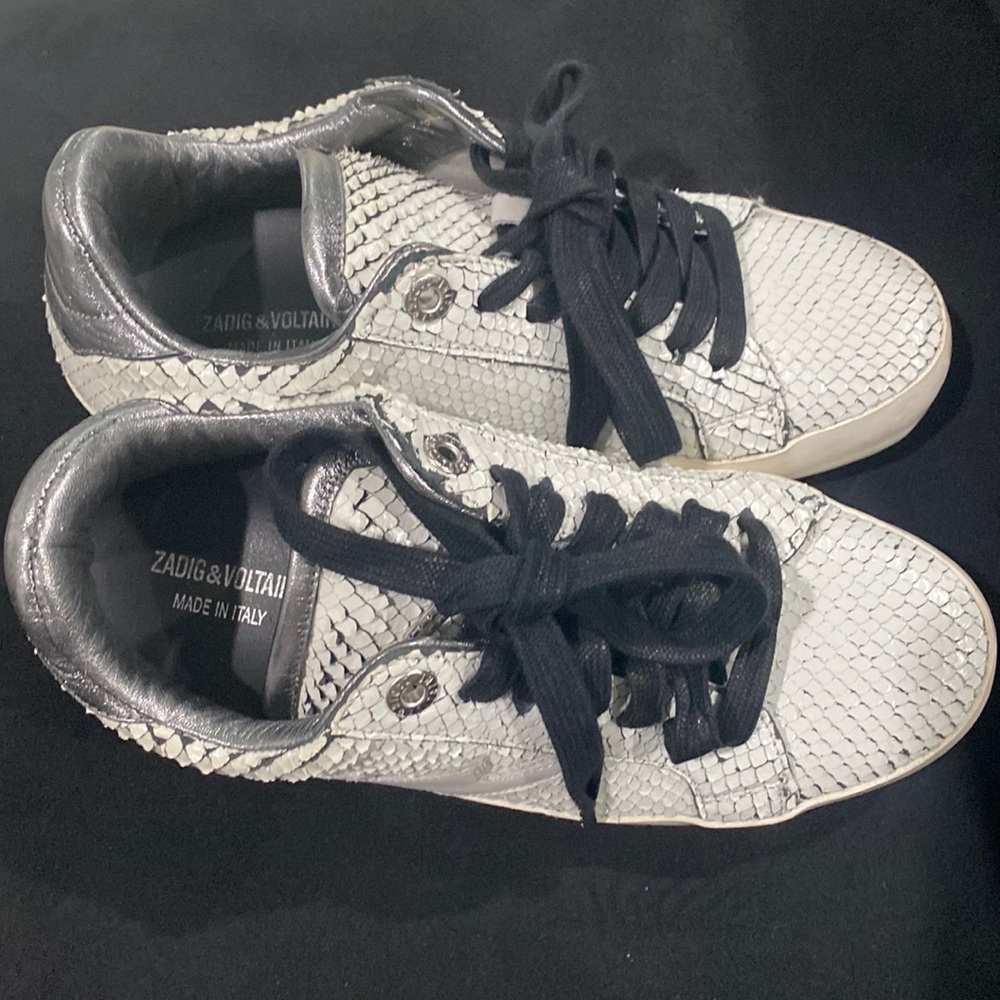 Zadig & Voltaire White, Black and Silver Sneaker